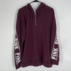 Victorias Secret PINK Burgundy Quarter Zip Sweatshirt Size M